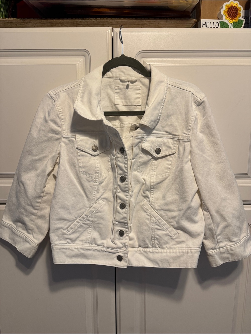 Loft Classic White Women's Denim Jacket - Button-Front Jean Jacket